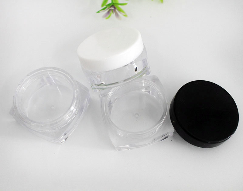 10g square small loose powder jar cosmetic loose powder packaging transparent plastic container with lid and sieve