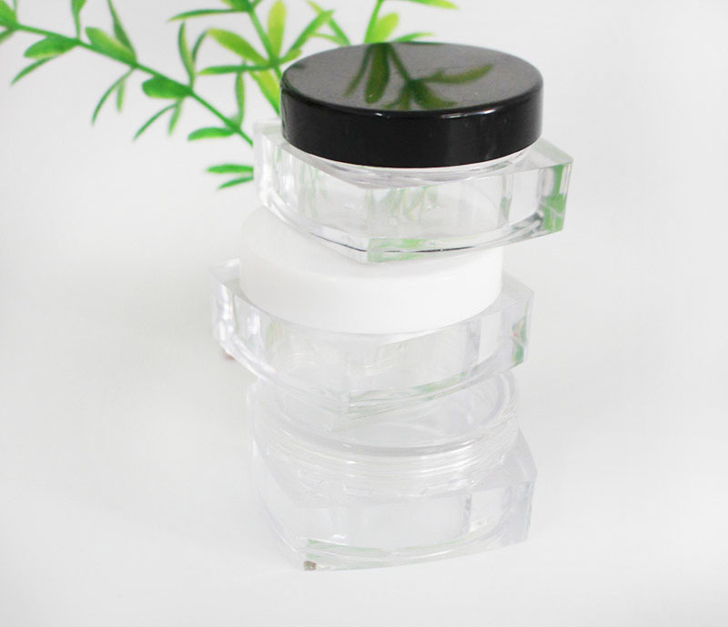 10g square small loose powder jar cosmetic loose powder packaging transparent plastic container with lid and sieve