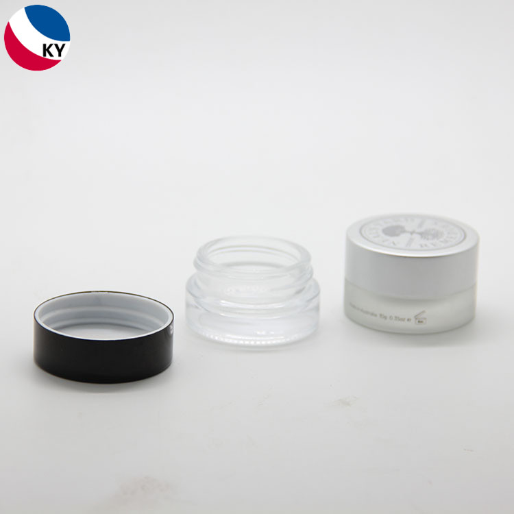 10g transparent clear lip scrub jar frosted glass jar with aluminium black cap