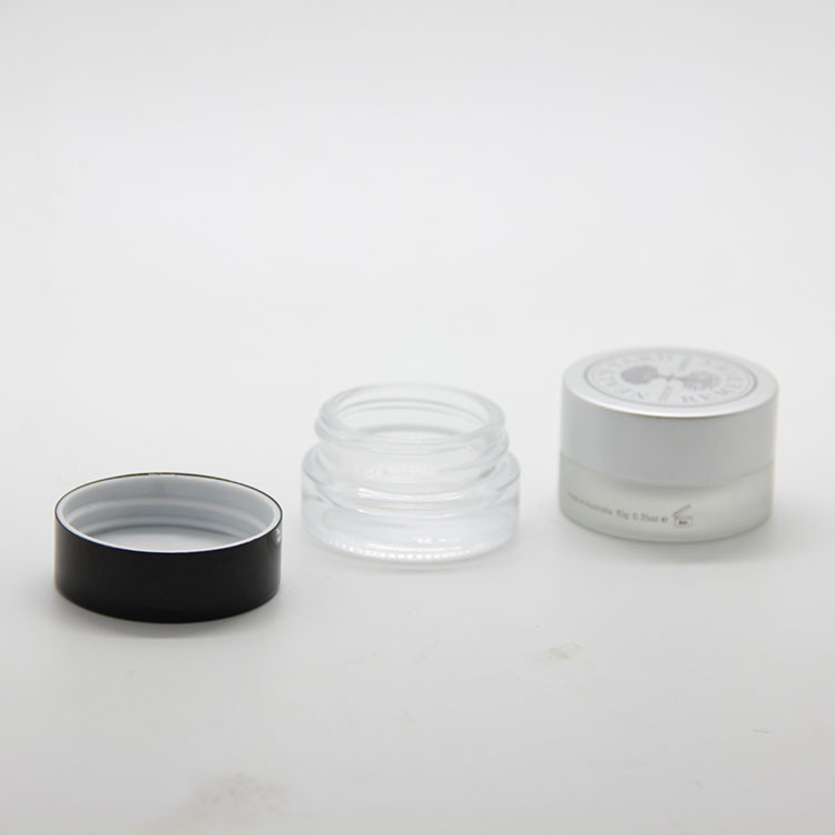 10g transparent clear lip scrub jar frosted glass jar with aluminium black cap