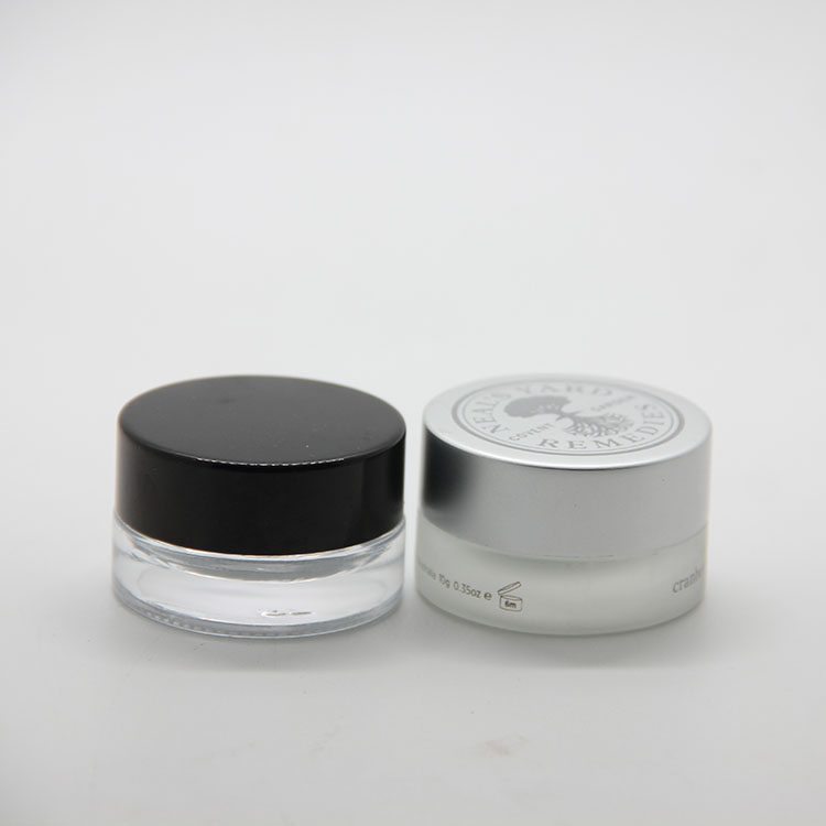 10g transparent clear lip scrub jar frosted glass jar with aluminium black cap