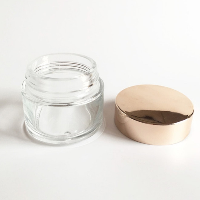 10g15g20g30g50g100g clear frost glass cosmetic jar with rose gold pink lid for cream