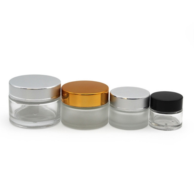 10g15g20g30g50g100g clear frost glass cosmetic jar with rose gold pink lid for cream