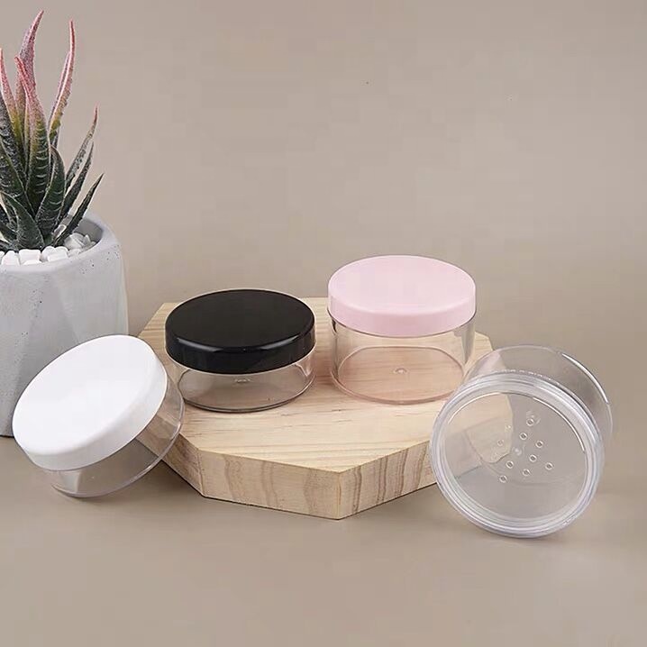 10g20g30g The latest multi-color lid plastic cosmetic loose powder jar with sifter in stock