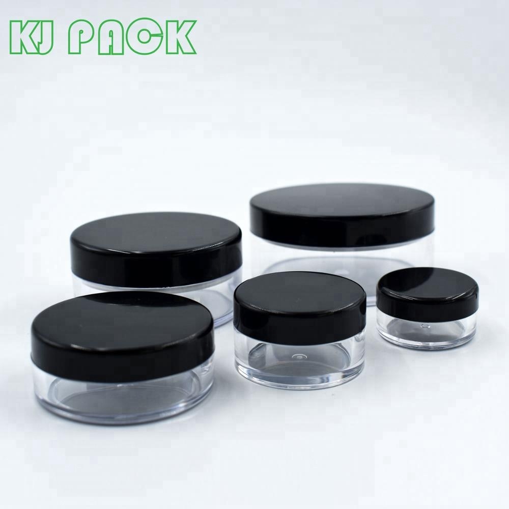 10g30g Wholesale In Stock black plastic clear cosmetic loose powder jar with rotating sifter