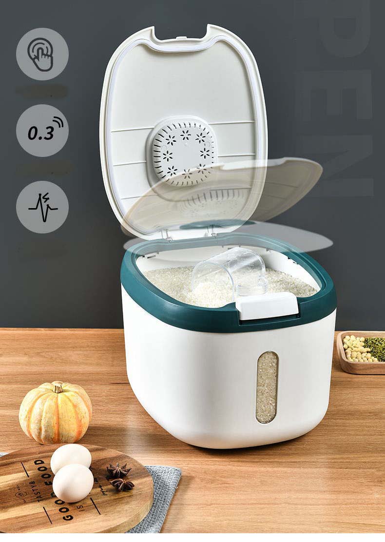 10kg Rice Mothproof Damp-Proof Plastic Cereal Containers With Airtight Press-Button Lids For Rice Cereal Grains Nuts