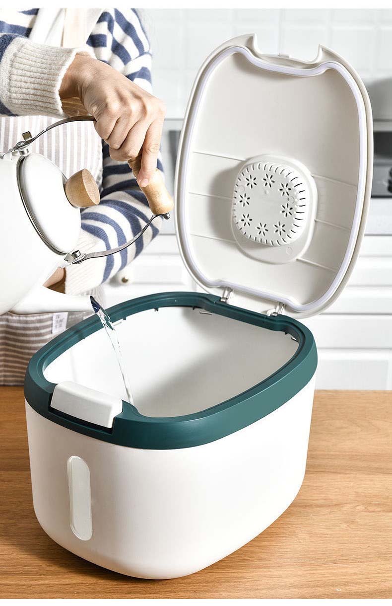 10kg Rice Mothproof Damp-Proof Plastic Cereal Containers With Airtight Press-Button Lids For Rice Cereal Grains Nuts