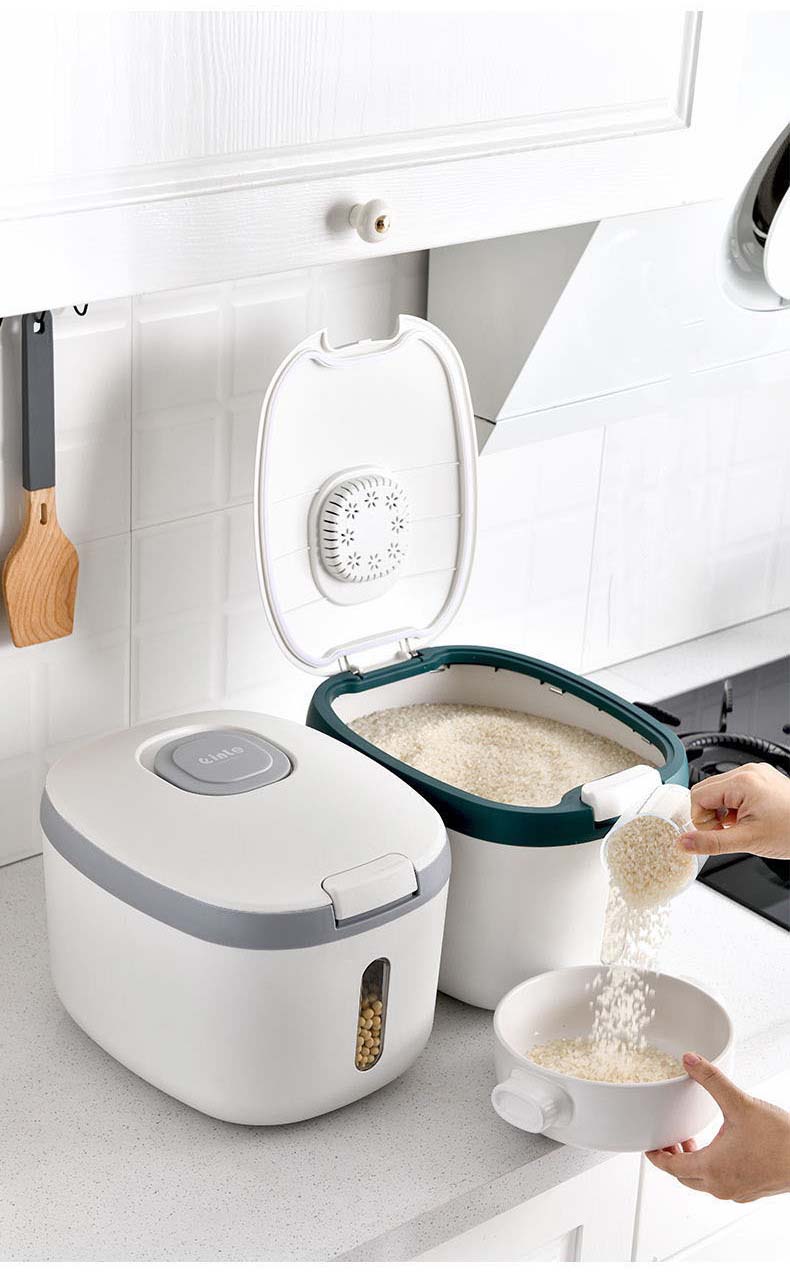 10kg Rice Mothproof Damp-Proof Plastic Cereal Containers With Airtight Press-Button Lids For Rice Cereal Grains Nuts