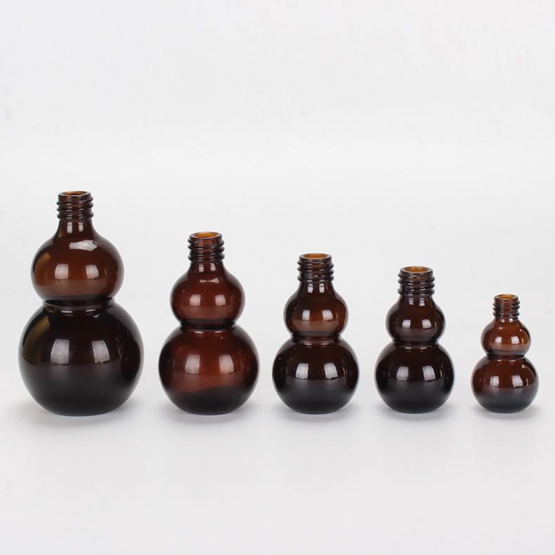 10m 20mll 30ml 50ml 100ml Amber Double Gourd Shape Glass Essential Oil Dropper Bottle For Cosmetic Serum