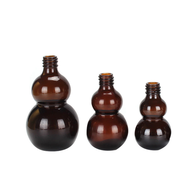 10m 20mll 30ml 50ml 100ml Amber Double Gourd Shape Glass Essential Oil Dropper Bottle For Cosmetic Serum