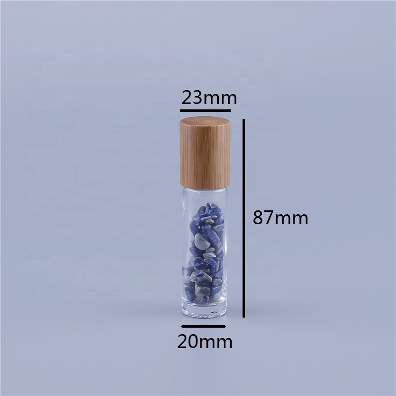 10mL Jade Roller ball Bottle, Crushed Stone Ball Bottles with High-grade Bamboo Lid Roll on Bottle For Massage Essential Oil Use