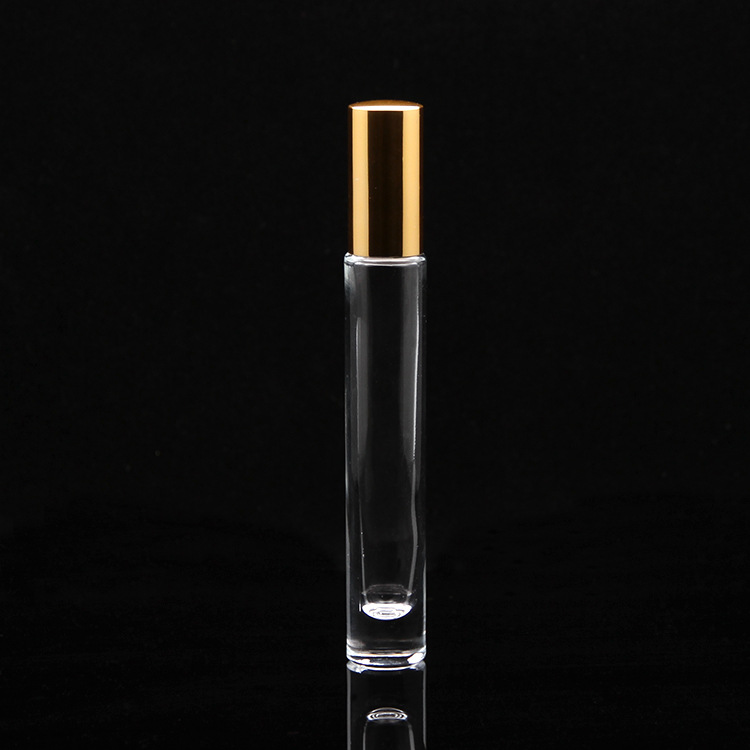 10ml 0.36oz luxury clear glass essential oil perfume sample bottling bottles with stainless steel metal roller thick bottom