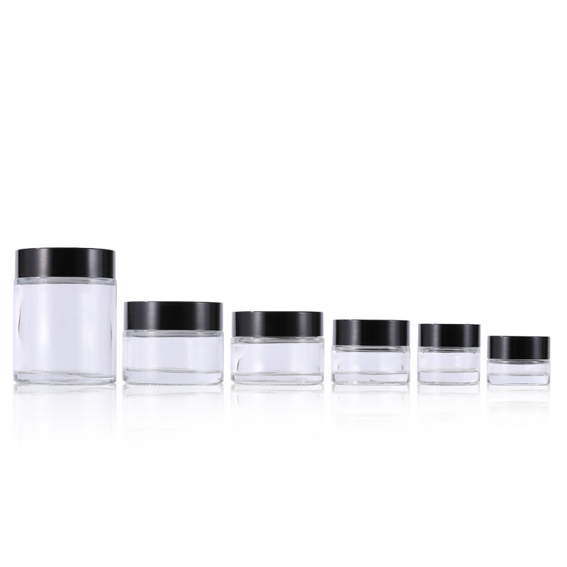 10ml 0.4oz cosmetics wide mouth cream glass jars empty 1OZ 50G 100G  glass square cbd hemp container with child resistant cap