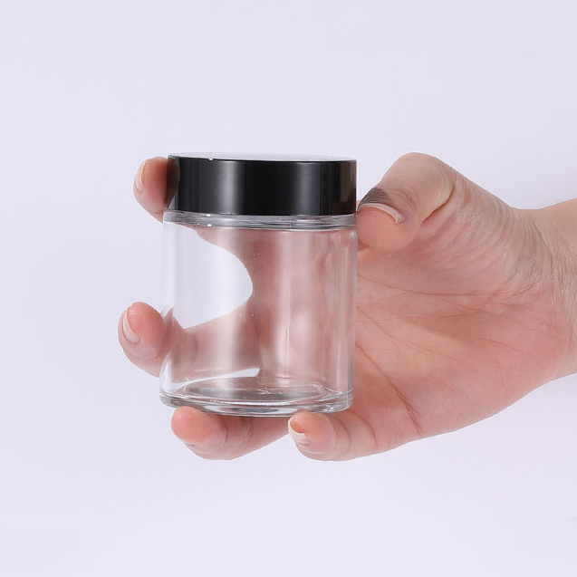 10ml 0.4oz cosmetics wide mouth cream glass jars empty 1OZ 50G 100G glass square cbd hemp container with child resistant cap