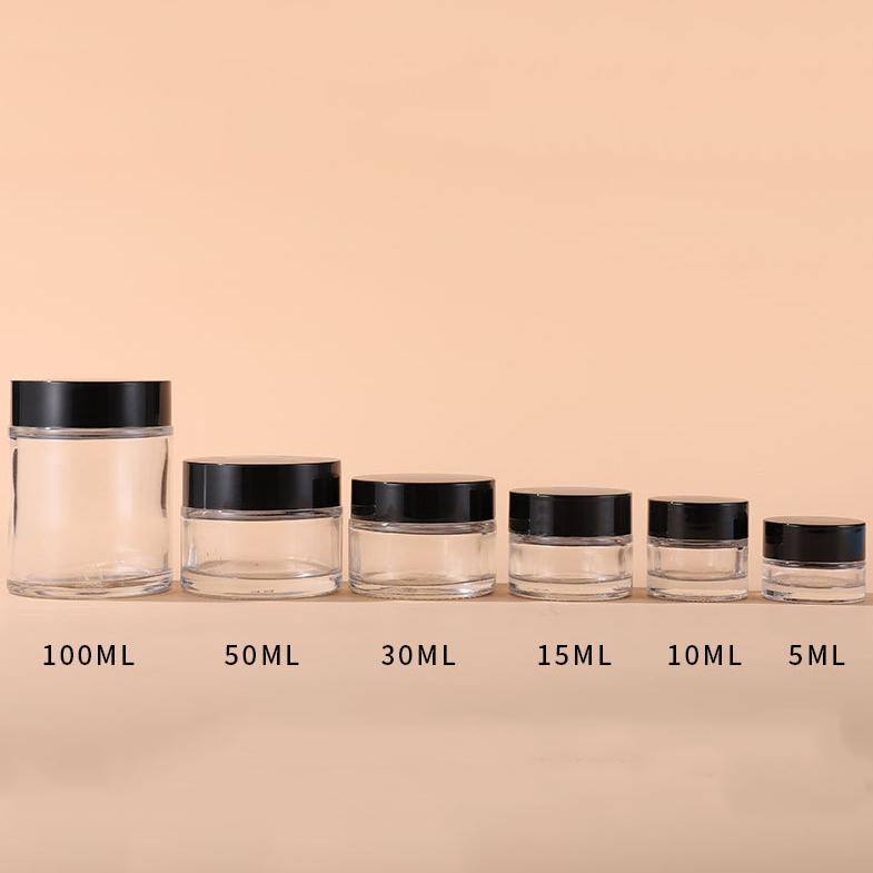 10ml 0.4oz cosmetics wide mouth cream glass jars empty 1OZ 50G 100G glass square cbd hemp container with child resistant cap