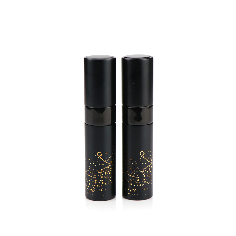 10ml 10g black mini double wall cosmetic oil packaging round atomizer perfume bottle spray with pump