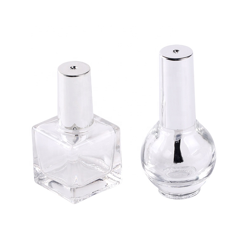 10ml 12ml 15ml Clear Empty Nail Polish Bottle flat square nail polish bottle With Cap