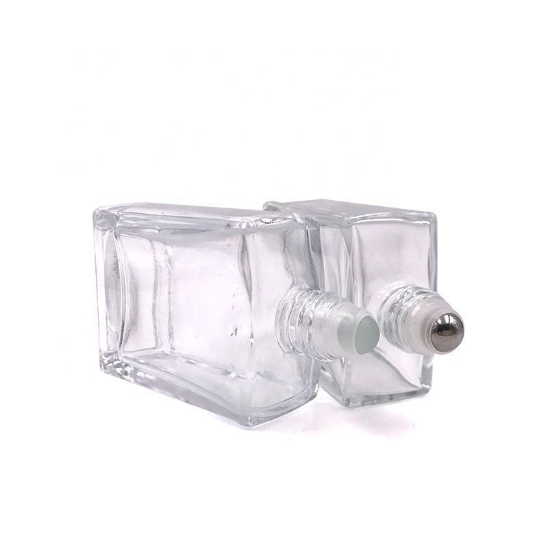 10ml 15 ml 30 ml square shaped roller bottle Eye Care roll on glass bottle 1oz with metal lid