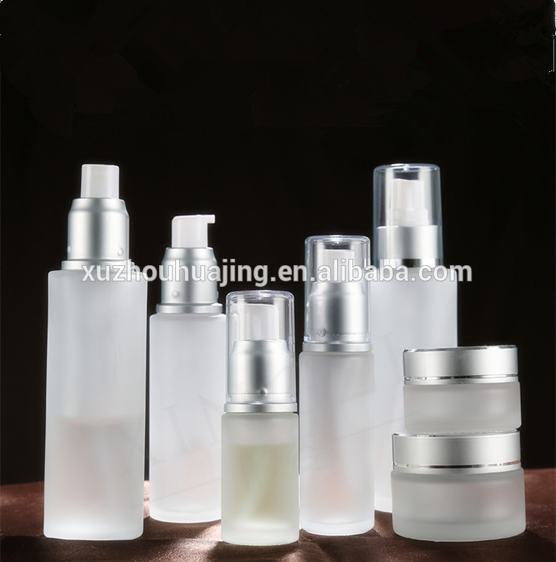 10ml-150ml empty frosted glass cosmetic bottle and jar for cream lotion packaging wholesale