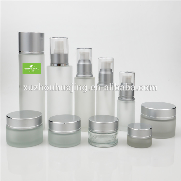 10ml-150ml empty frosted glass cosmetic bottle and jar for cream lotion packaging wholesale
