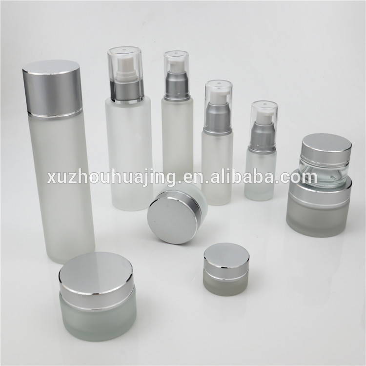 10ml-150ml empty frosted glass cosmetic bottle and jar for cream lotion packaging wholesale