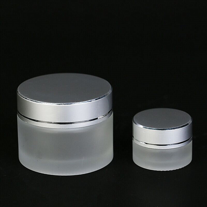 10ml 15g 30ml 50ml frosted glass cream jar hot sale cosmetic container with silver cap