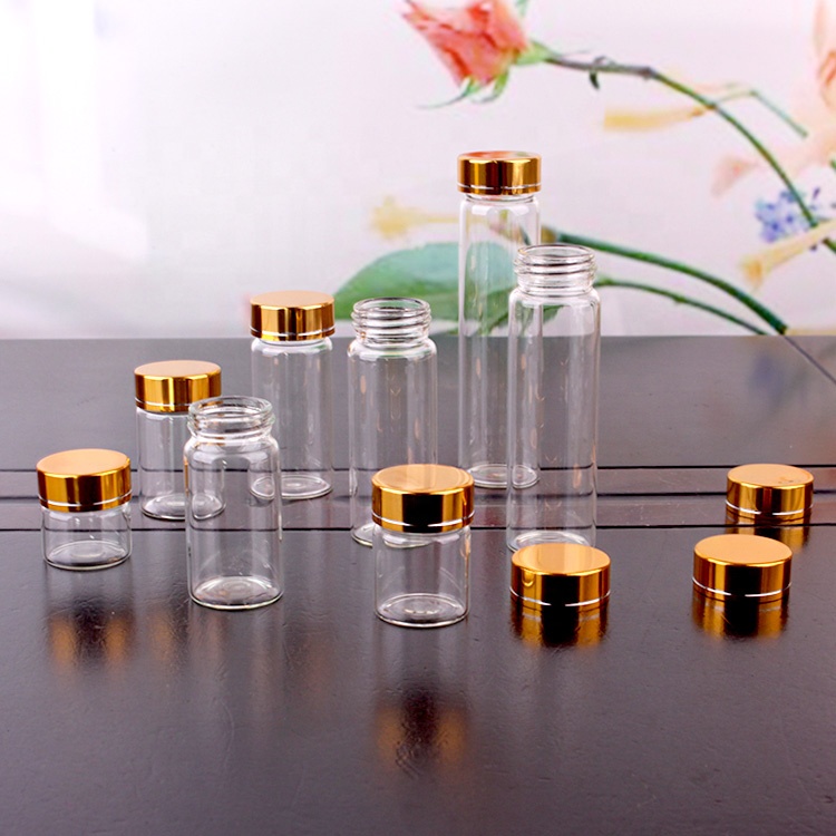 10ml 15ml 20ml 25ml 30ml 40ml 60ml borosilicate candy glass bottle with screw gold lid
