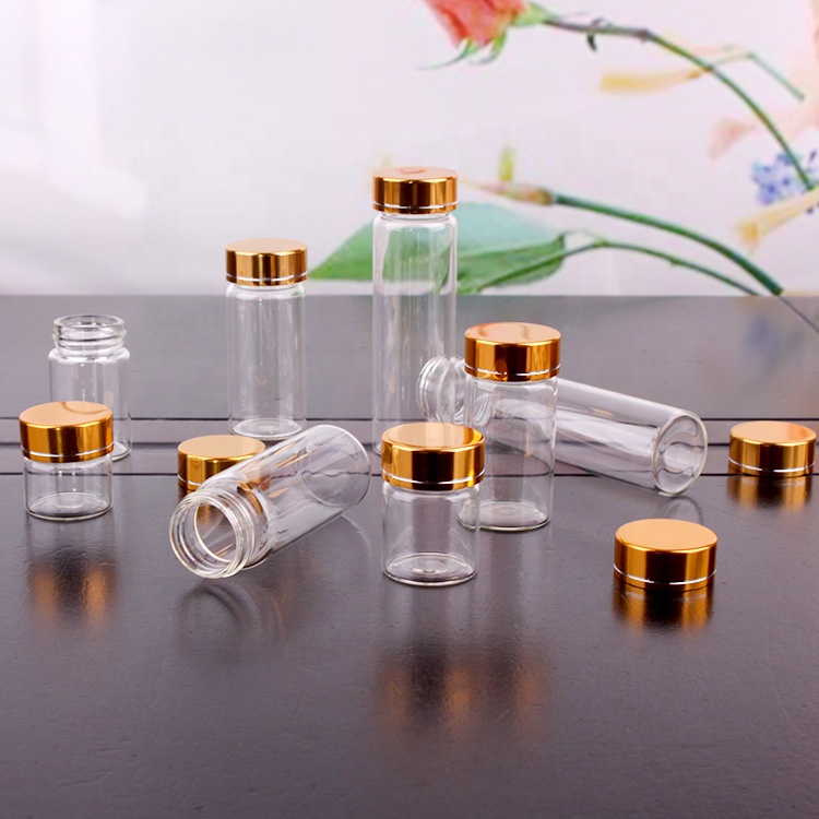 10ml 15ml 20ml 25ml 30ml 40ml 60ml borosilicate candy glass bottle with screw gold lid