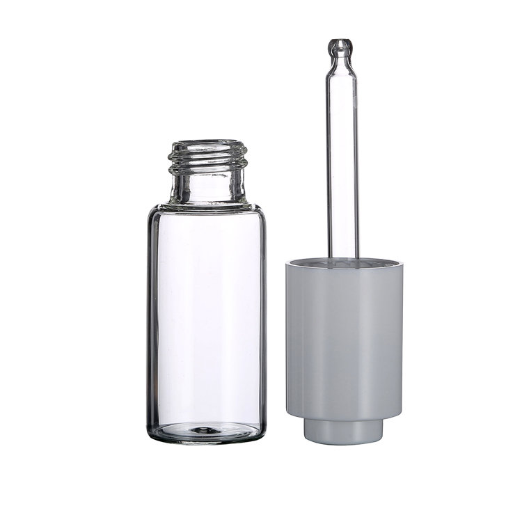 10ml 15ml 20ml 25ml 30ml Essential oil glass dropper bottle with white press button dropper cap cosmetic essence dropper bottles