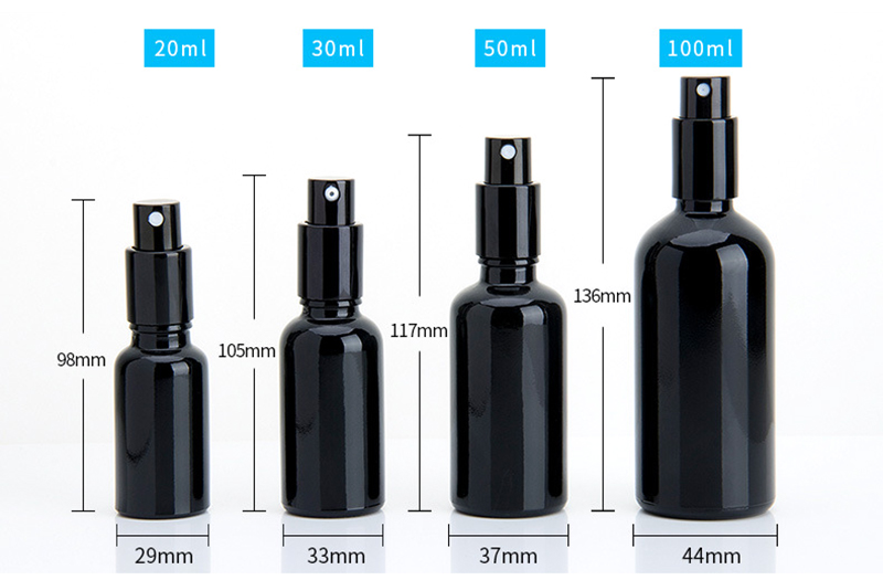 10ml 15ml 20ml 30 ml 50ml 100ml black spray pump glass perfume bottles with pump sprayer