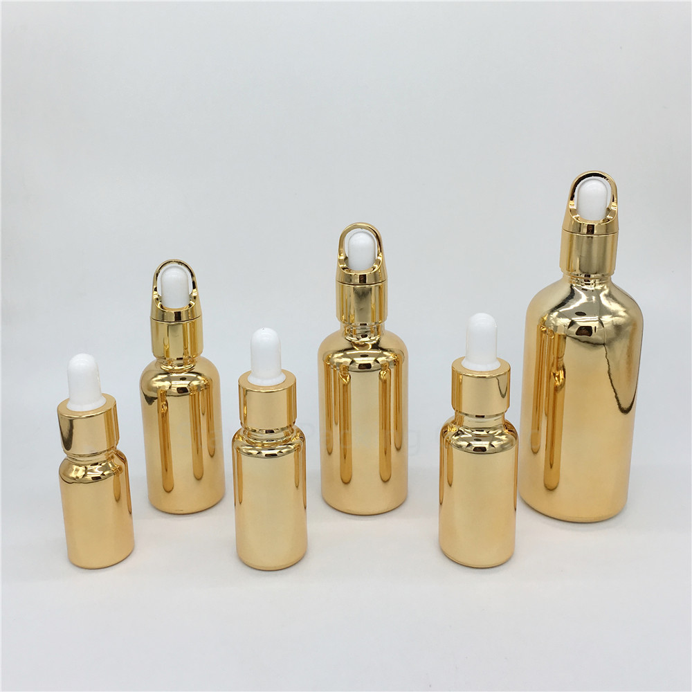 10ml,15ml,20ml,30ML,50ml,100ml gold Glass Bottle With Dropper Essential Oil Bottle,Perfume bottles