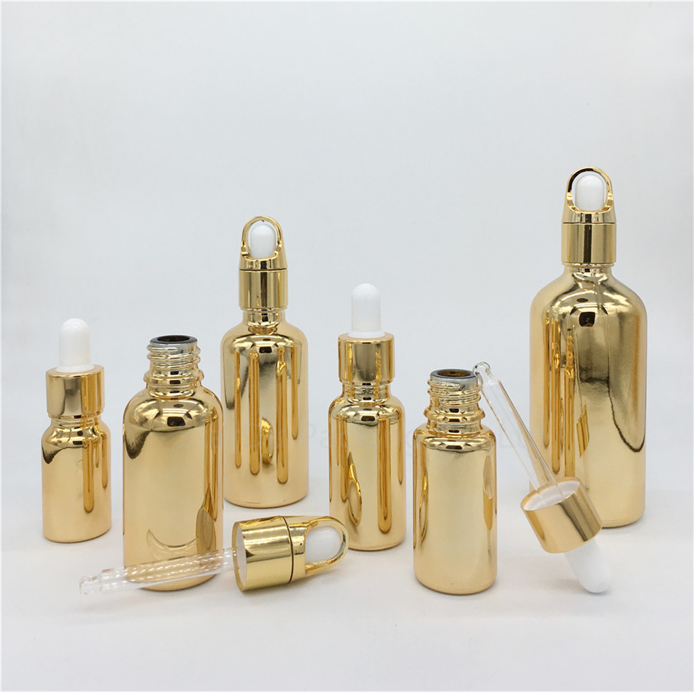 10ml,15ml,20ml,30ML,50ml,100ml gold Glass Bottle With Dropper Essential Oil Bottle,Perfume bottles
