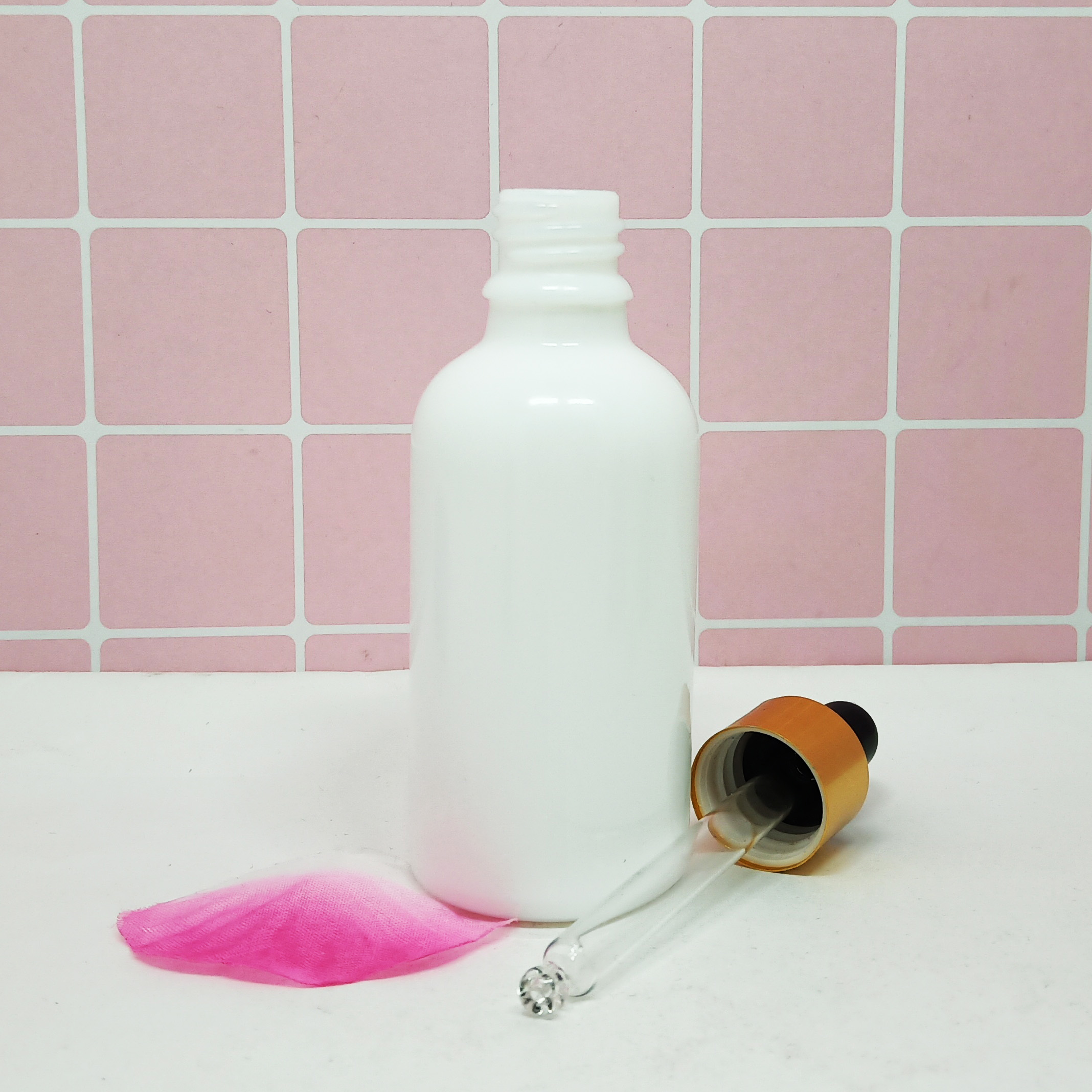 10ml 15ml 20ml 30ml 1 oz 50ml 100ml solid milk opal white glass dropper bottle with silver ring for serum essential oil in stock