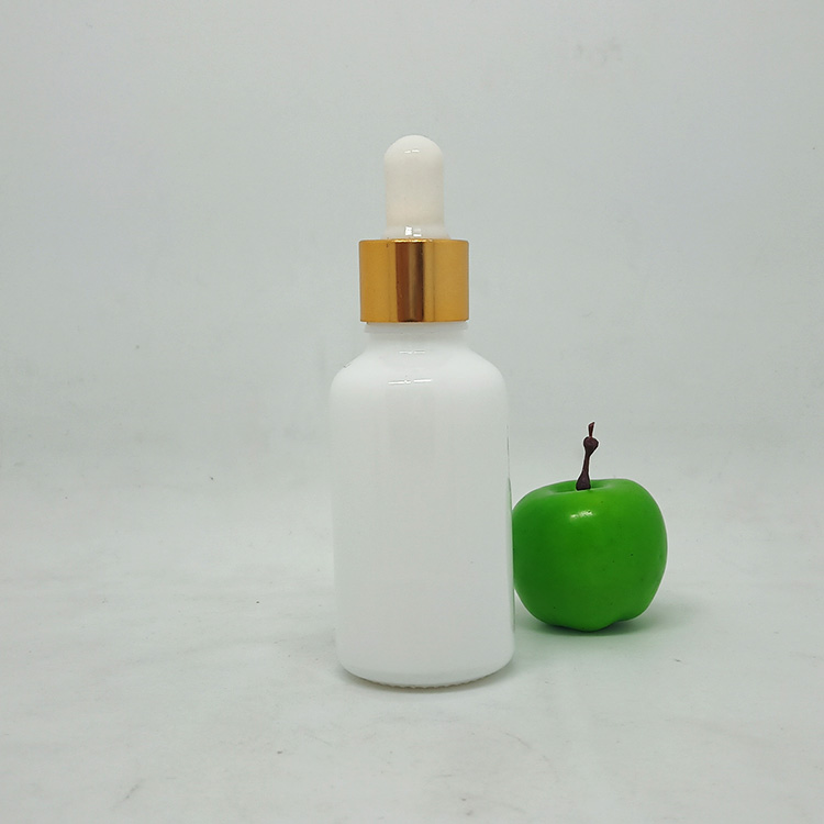 10ml 15ml 20ml 30ml 1 oz 50ml 100ml solid milk opal white glass dropper bottle with silver ring for serum essential oil in stock