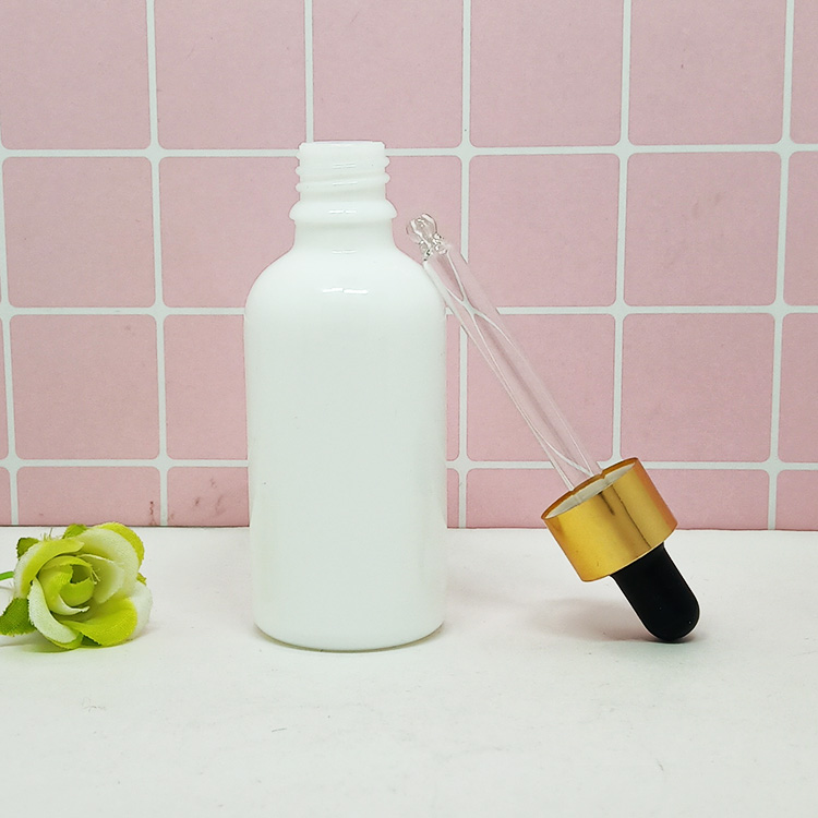 10ml 15ml 20ml 30ml 1 oz 50ml 100ml solid milk opal white glass dropper bottle with silver ring for serum essential oil in stock