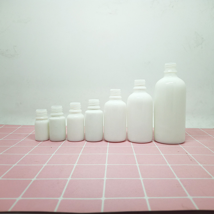 10ml 15ml 20ml 30ml 1 oz 50ml 100ml solid milk opal white glass dropper bottle with silver ring for serum essential oil in stock
