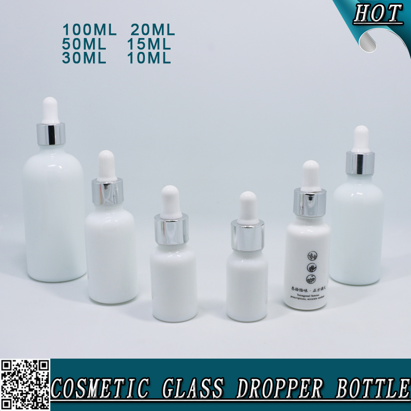 10ml 15ml 20ml 30ml 1 oz 50ml 100ml solid milk opal white glass dropper bottle with silver ring for serum essential oil perfume