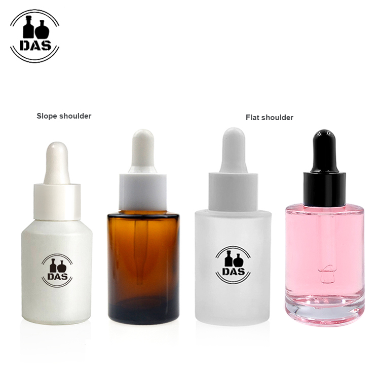 10ml 15ml 20ml 30ml 50ml 100ml 1oz Amber Clear Frosted Slope Flat Shoulder Cosmetic Serum Glass Essential Oil Dropper Bottle
