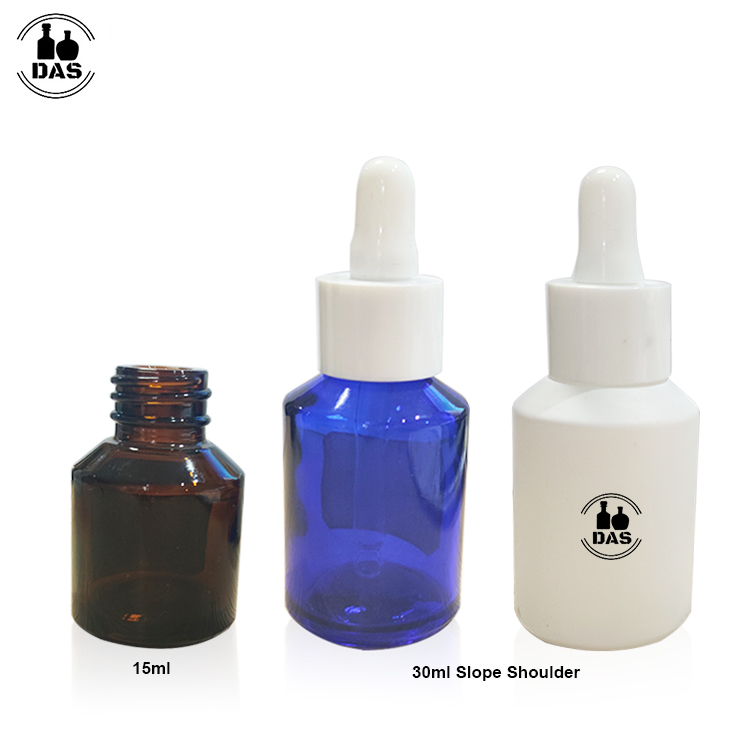 10ml 15ml 20ml 30ml 50ml 100ml 1oz Amber Clear Frosted Slope Flat Shoulder Cosmetic Serum Glass Essential Oil Dropper Bottle