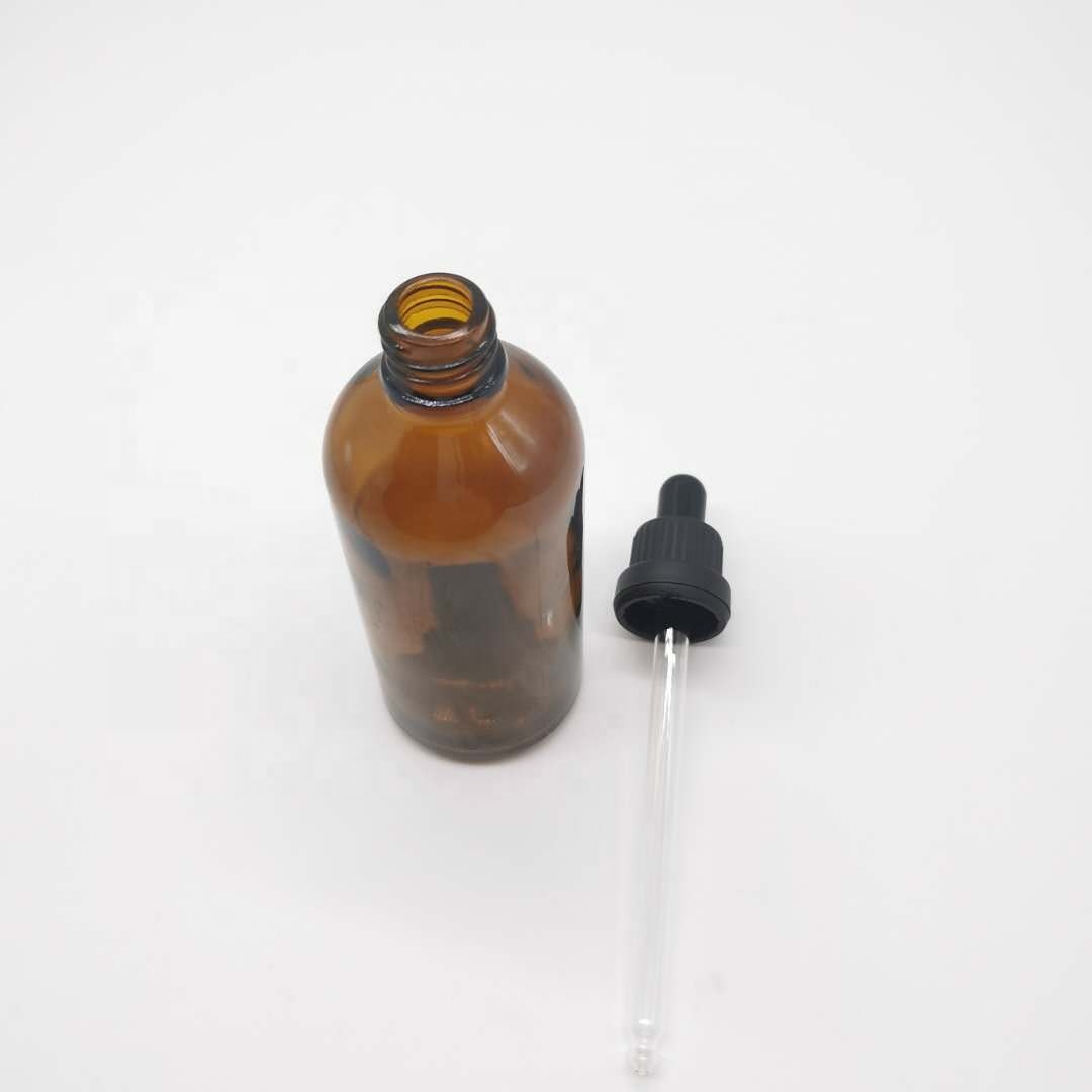 10ml 15ml 20ml 30ml 50ml 100ml Custom Silk Printing Label Empty Amber Glass Essential Oil Bottle With Plastic Dropper