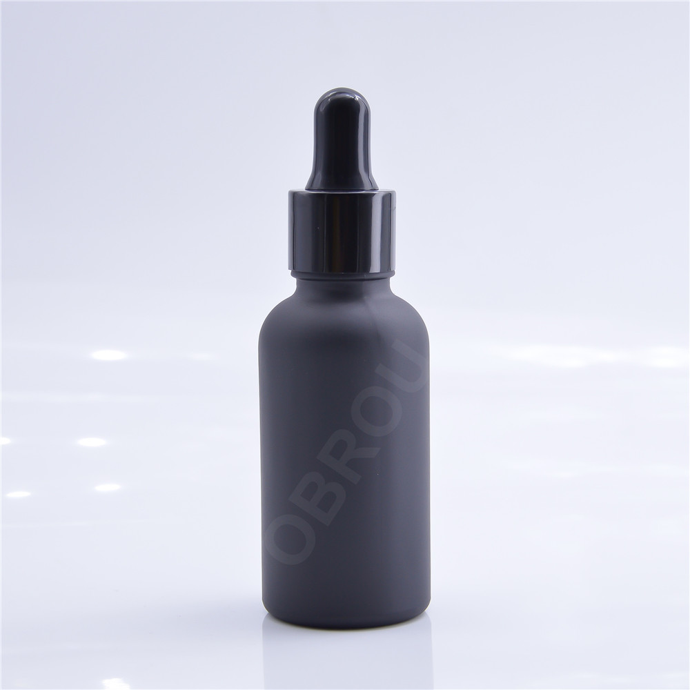 10ml 15ml 20ml 30ml 50ml 100ml Empty Oil Bottle Matte Black Glass Dropper Bottle with Silver Dropper Cap Fast Shipping