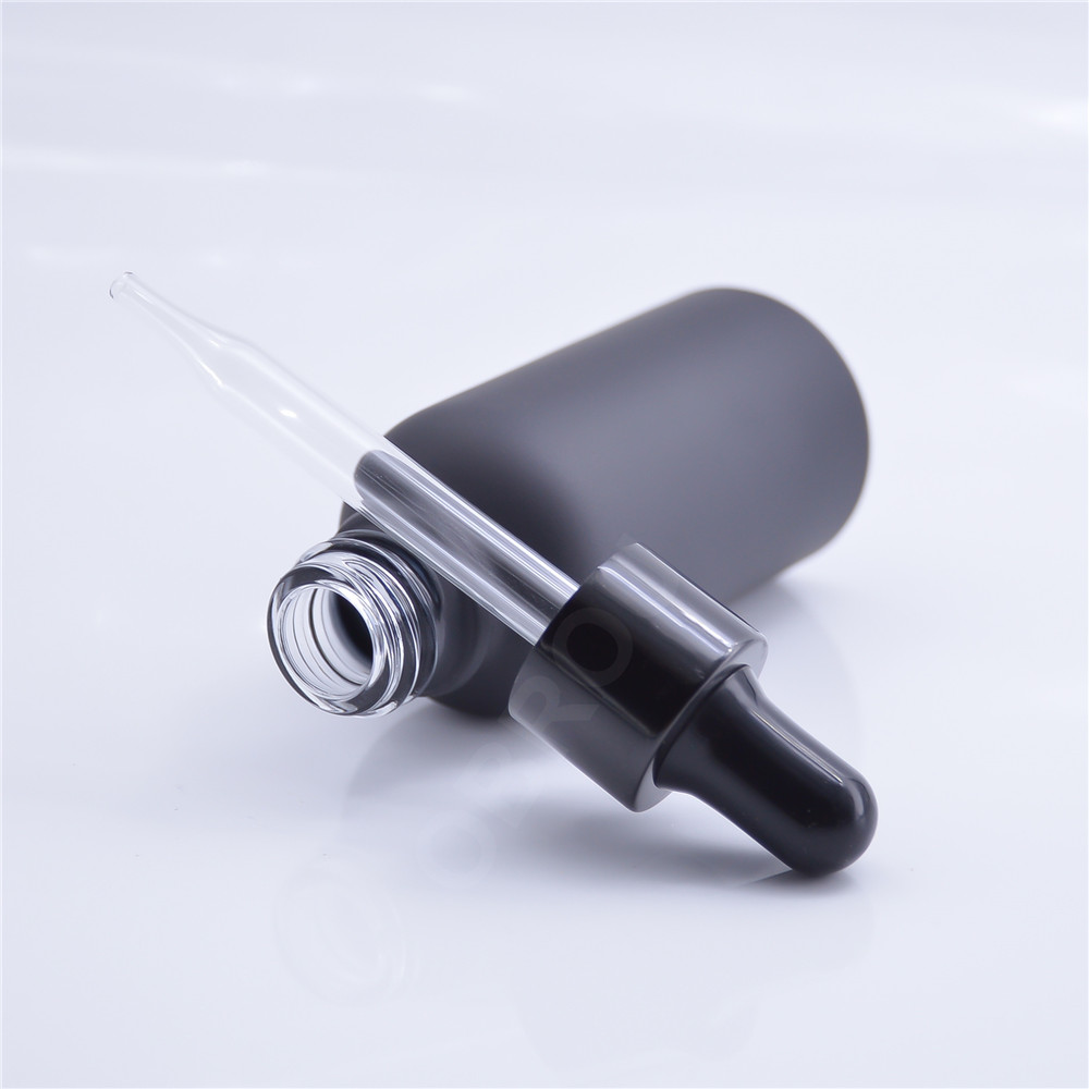 10ml 15ml 20ml 30ml 50ml 100ml Empty Oil Bottle Matte Black Glass Dropper Bottle with Silver Dropper Cap Fast Shipping