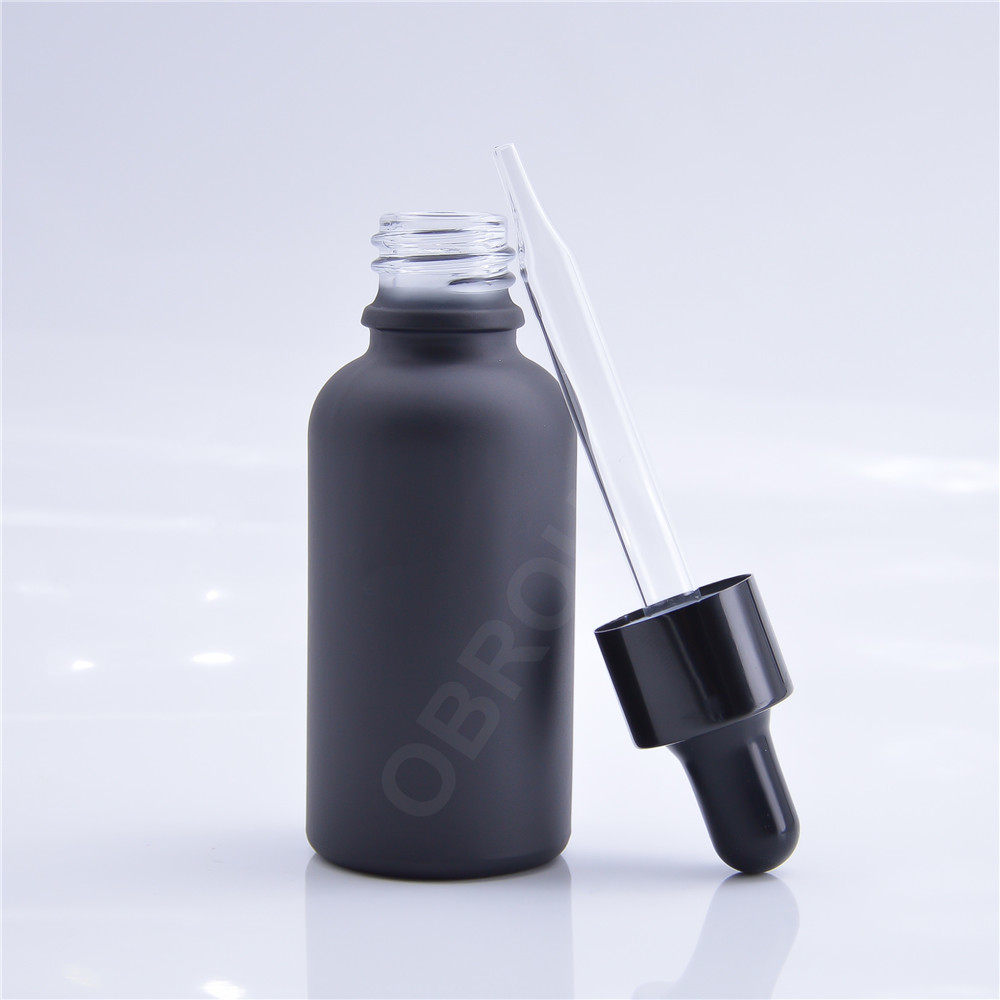 10ml 15ml 20ml 30ml 50ml 100ml Empty Oil Bottle Matte Black Glass Dropper Bottle with Silver Dropper Cap Fast Shipping