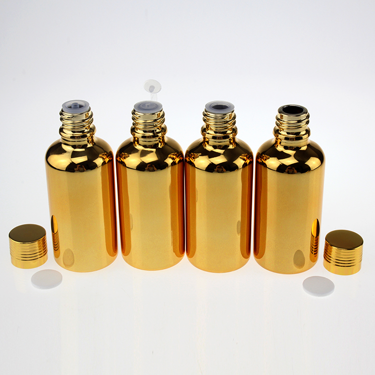 10ml 15ml 20ml 30ml 50ml 100ml Gold Glass Bottle EBH21A with Screw Cap