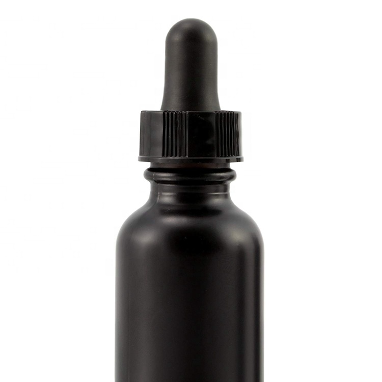 10ml 15ml 20ml 30ml 50ml 100ml Matt Black Boston Round Cosmetics Essential Oil Glass Bottles with Pipette Droppers