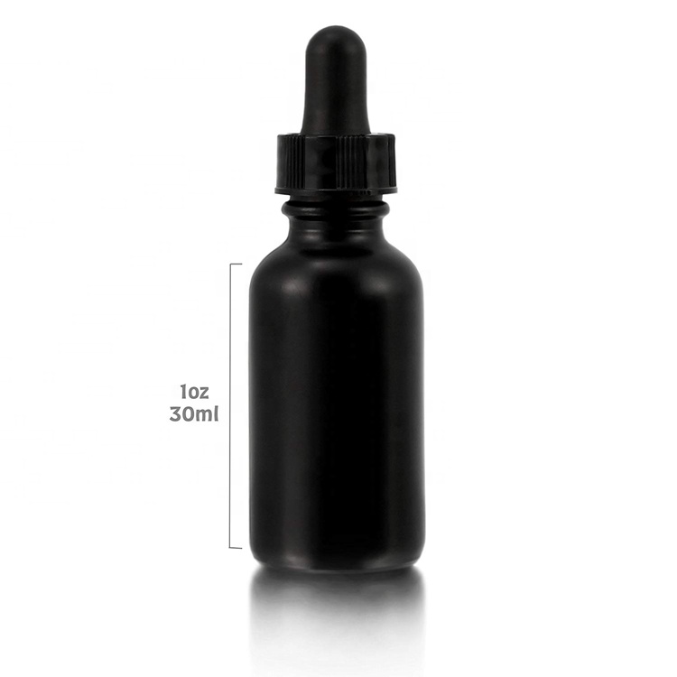 10ml 15ml 20ml 30ml 50ml 100ml Matt Black Boston Round Cosmetics Essential Oil Glass Bottles with Pipette Droppers