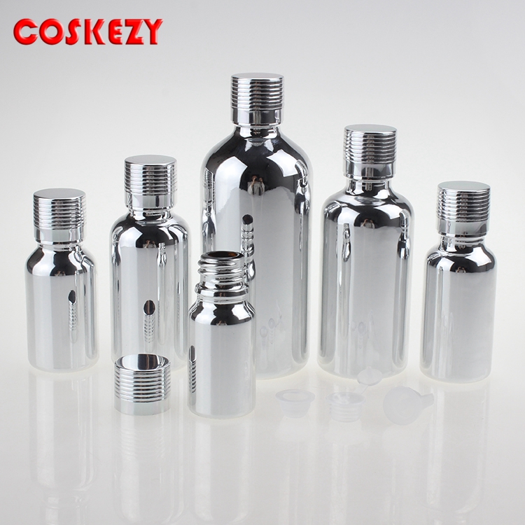 10ml 15ml 20ml 30ml 50ml 100ml Silver Essential Oil Bottles Cosmetic Glass Bottles For Oil