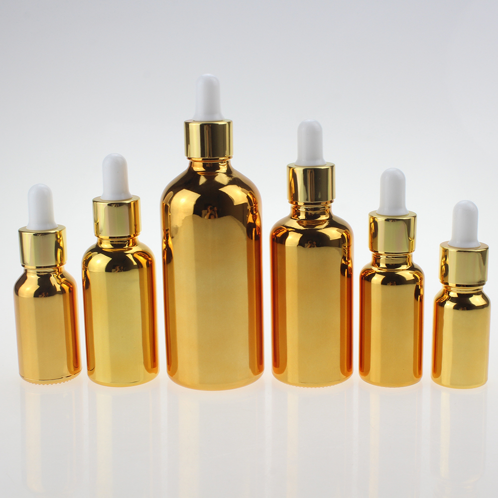 10ml 15ml 20ml 30ml 50ml 100ml Silver metallic dropper e liquid bottle eliquid electroplating gold glass bottle