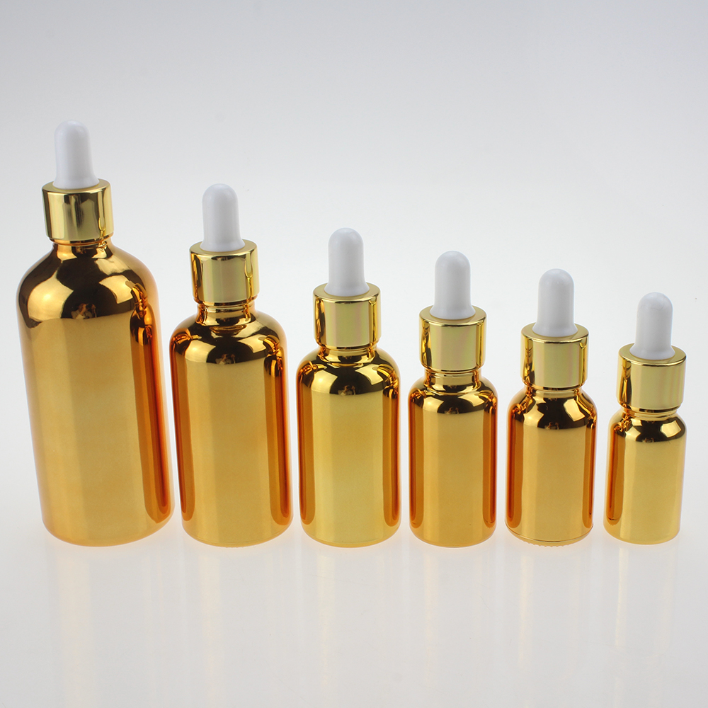 10ml 15ml 20ml 30ml 50ml 100ml Silver metallic dropper e liquid bottle eliquid electroplating gold glass bottle