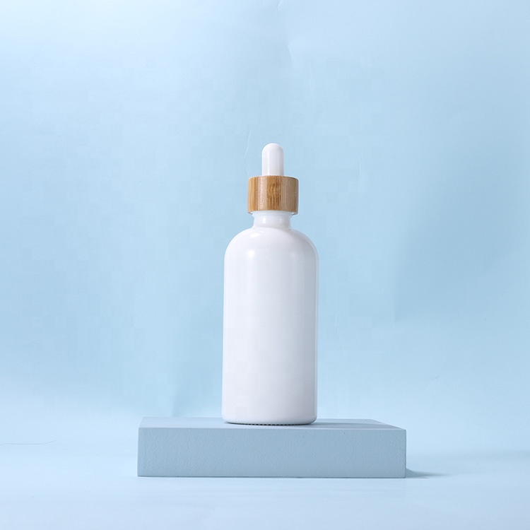 10ml 15ml 20ml 30ml 50ml 100ml White porcelain essential oil serum glass dropper bottle with bamboo cap